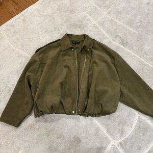 Zara Suede Olive Women's Bomber Jacket- size S